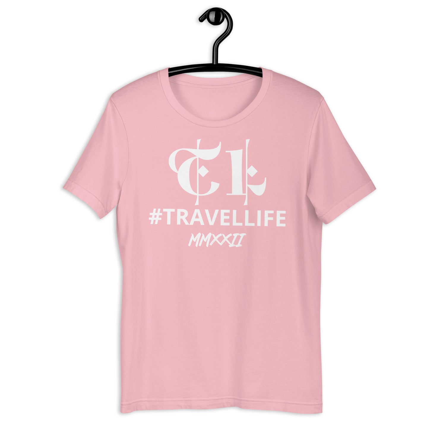 TL Logo #Travellife Roman 2022 Unisex T-Shirt White Text