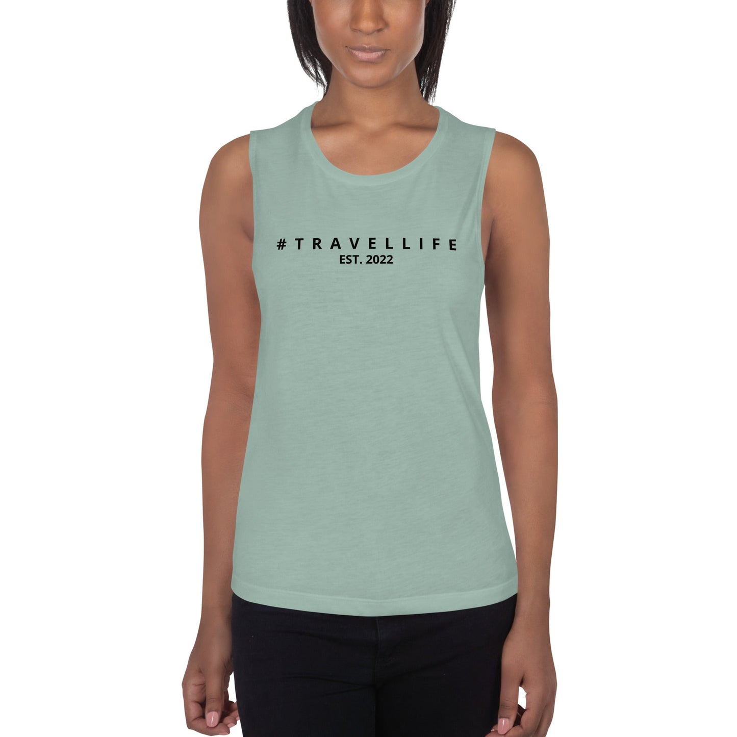 #Travellife Est. 2022 Women's Tank Top Black text 2X+