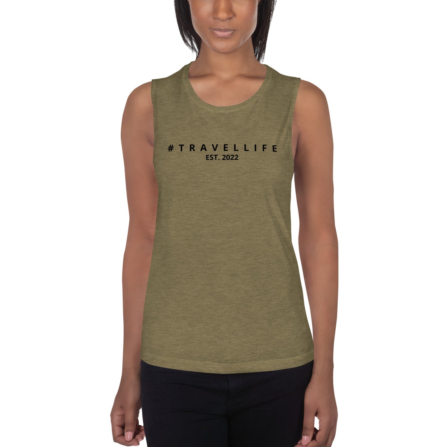 #Travellife Est. 2022 Women's Tank Top Black text 2X+