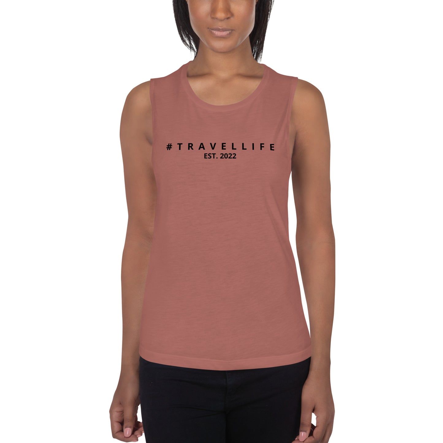 #Travellife Est. 2022 Women's Tank Top Black text