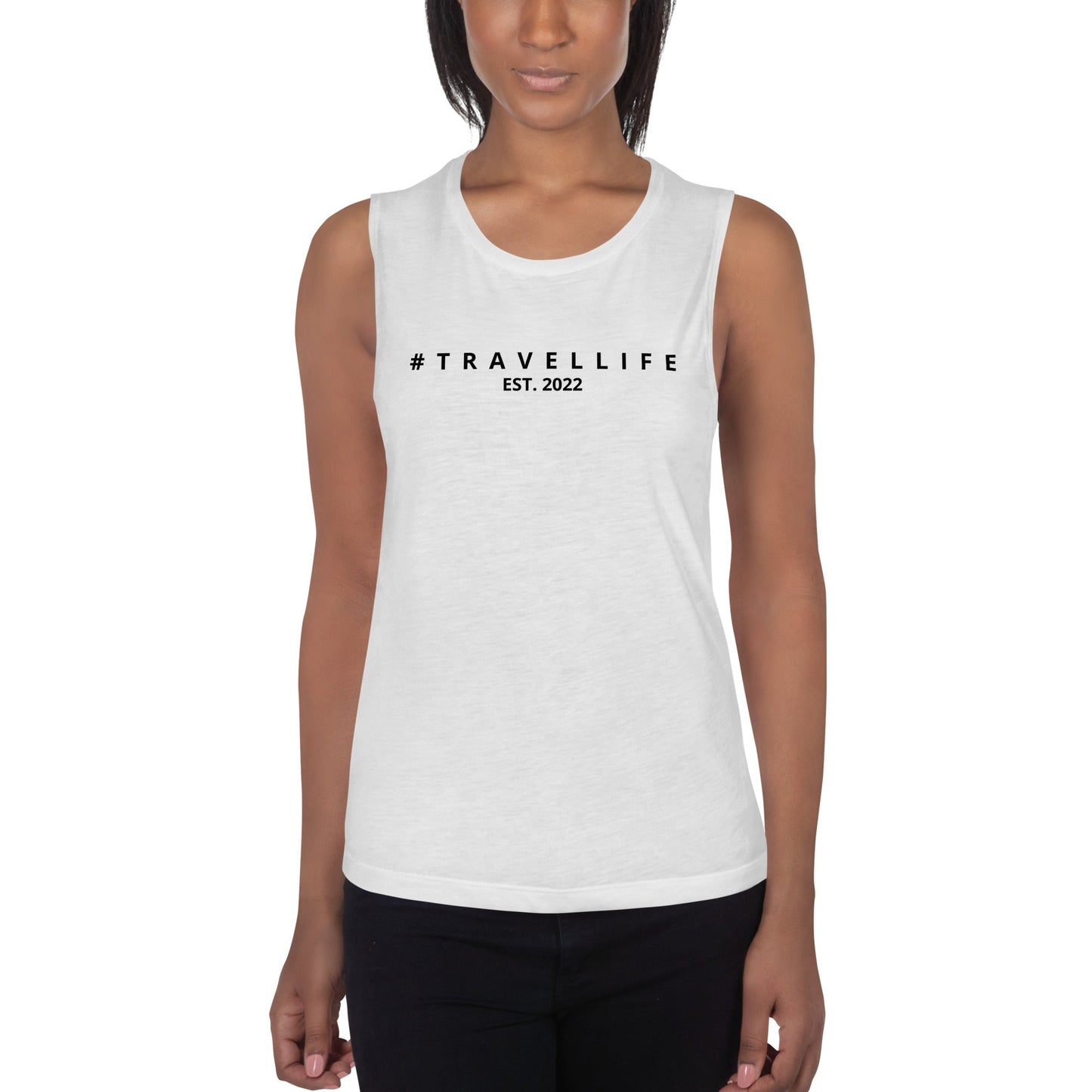 #Travellife Est. 2022 Women's Tank Top Black text 2X+