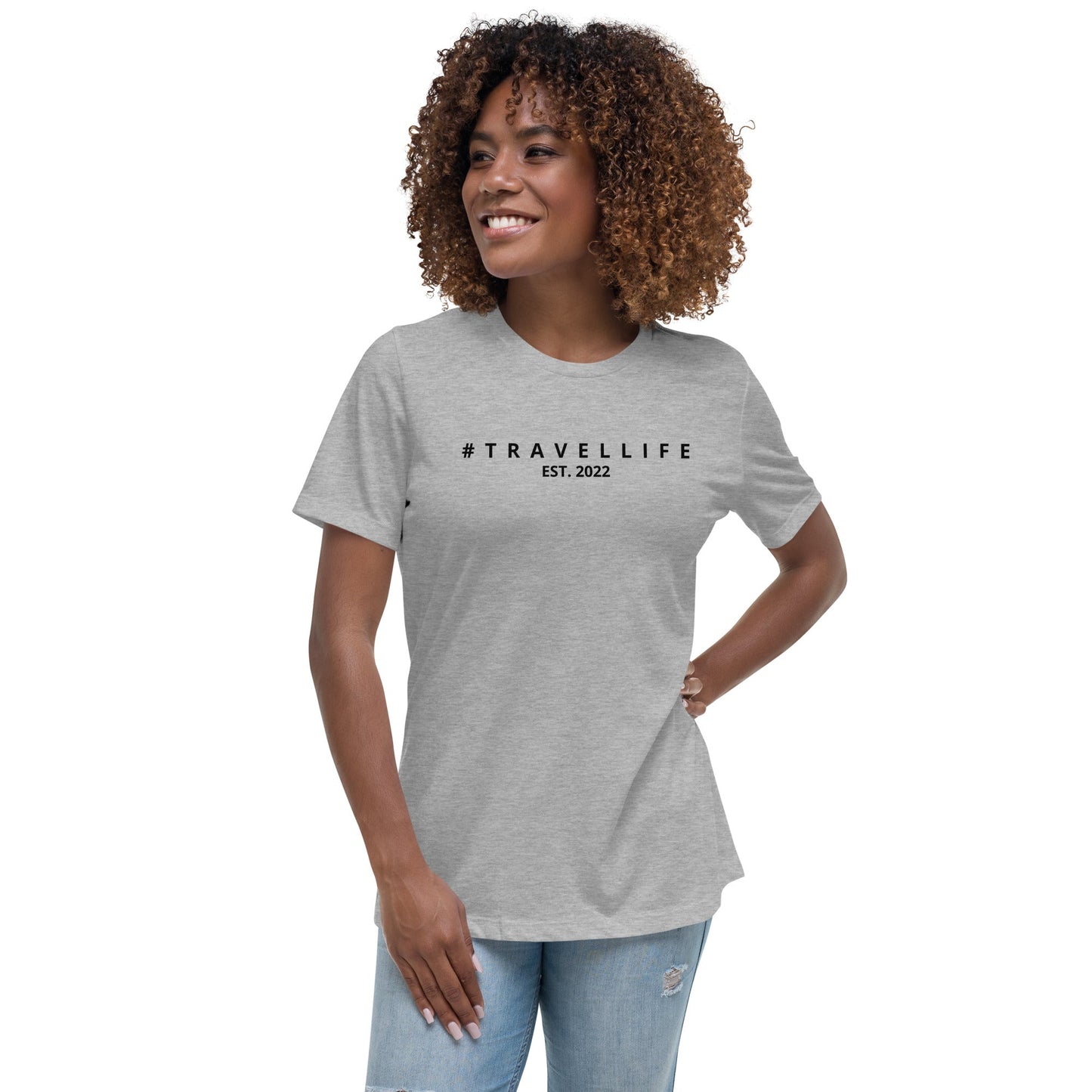 #Travellife Est. 2022 Women's Relaxed T-Shirt Black Text 2X+