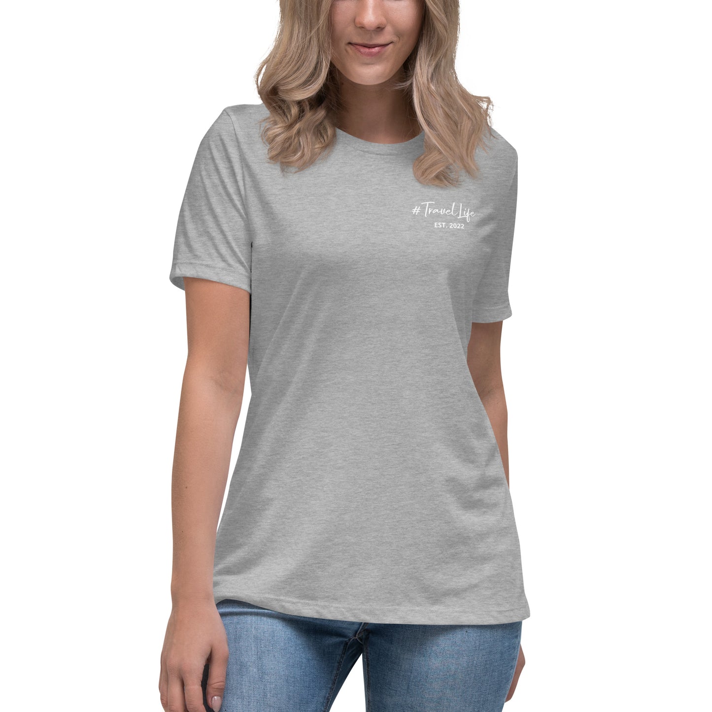 #Travellife Signature Est. 2022 Women's Relaxed T-Shirt White Text