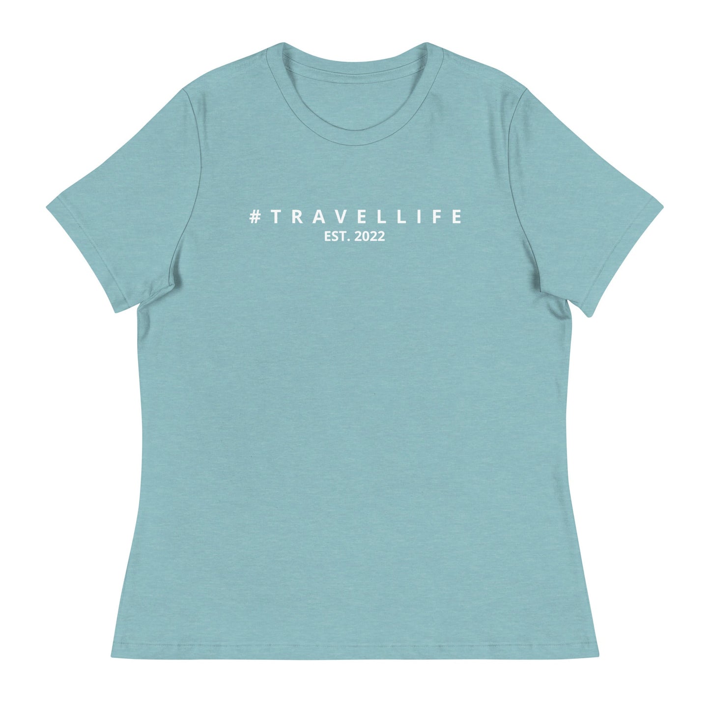 #Travellife Est. 2022 Women's Relaxed T-Shirt White Text 2X+