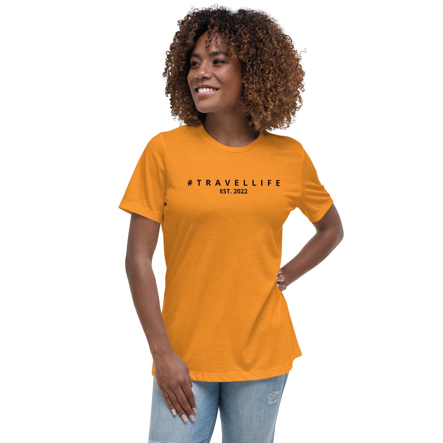 #Travellife Est. 2022 Women's Relaxed T-Shirt Black Text 2X+