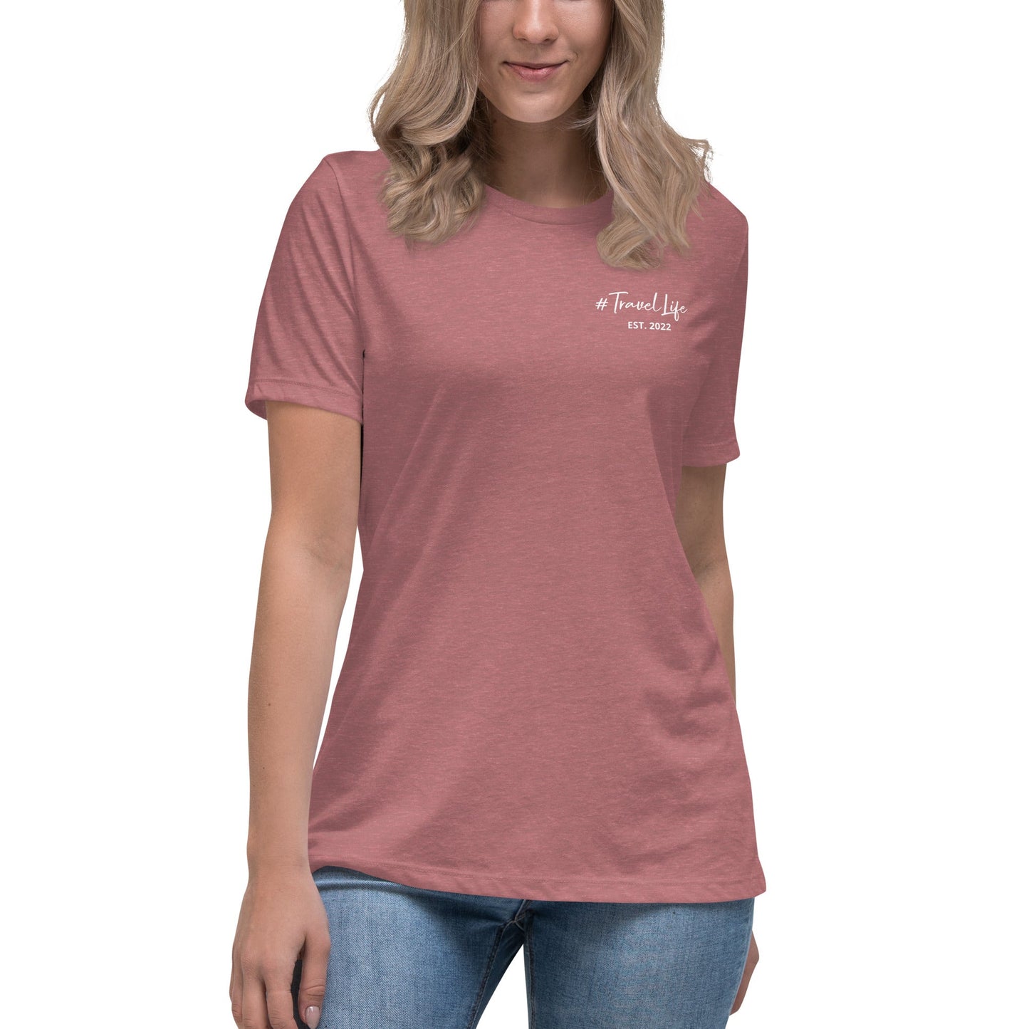 #Travellife Signature Est. 2022 Women's Relaxed T-Shirt White Text 2X+