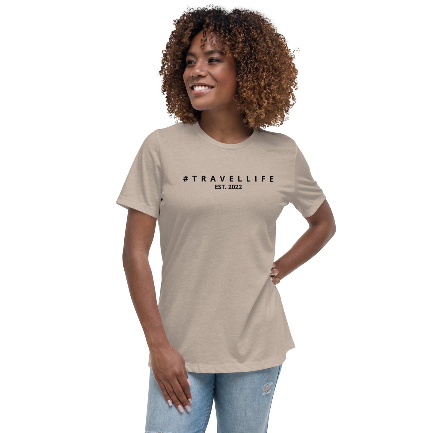 #Travellife Est. 2022 Women's Relaxed T-Shirt Black Text 2X+