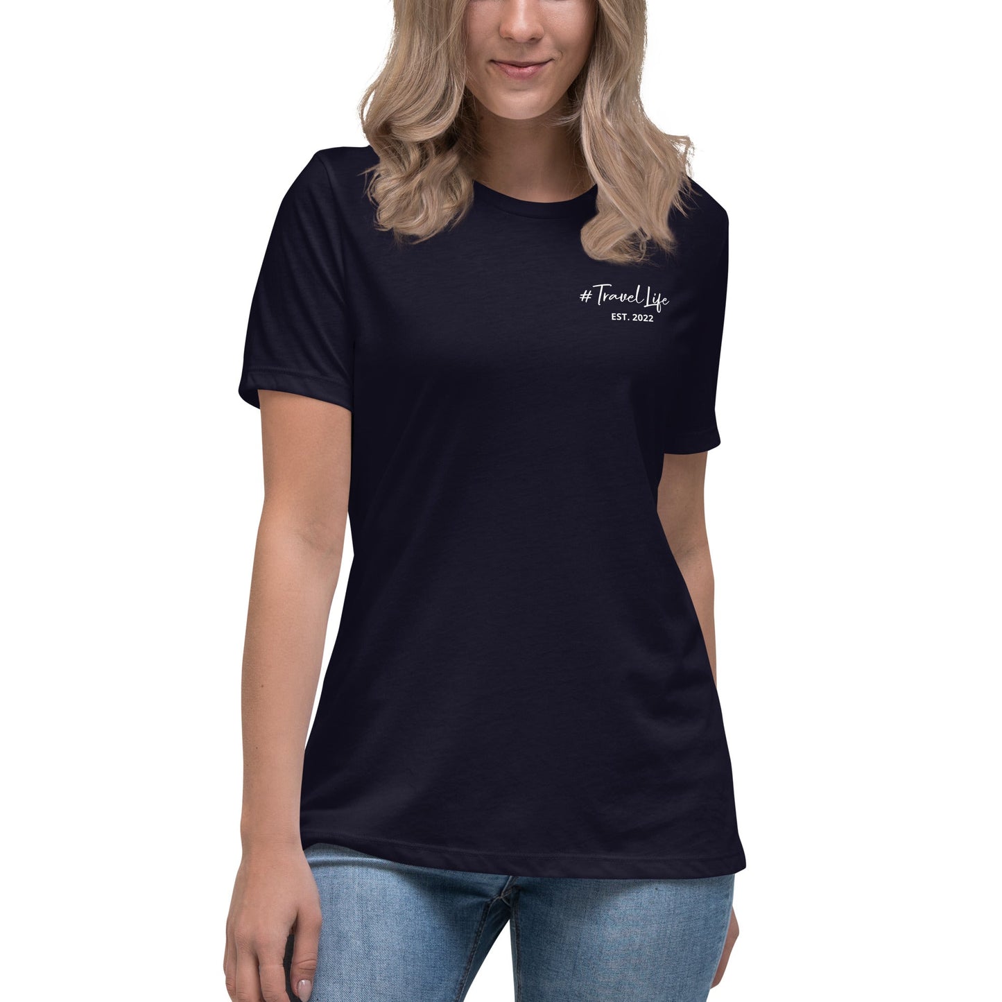 #Travellife Signature Est. 2022 Women's Relaxed T-Shirt White Text 2X+