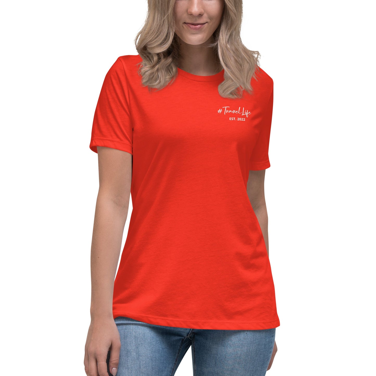 #Travellife Signature Est. 2022 Women's Relaxed T-Shirt White Text 2X+